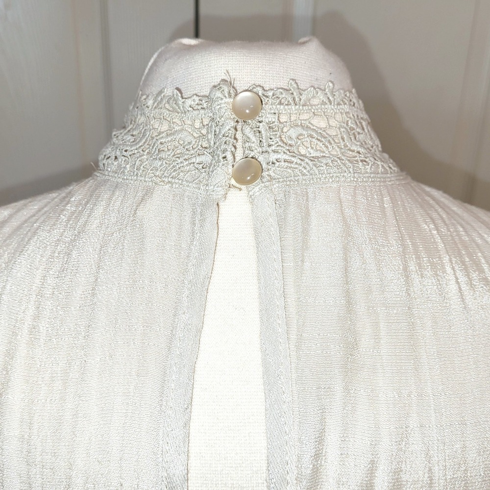 Entro Ivory Crochet Lace Sleeveless Whimsical Antique Cottagecore Boho Dress M - Picture 6 of 10